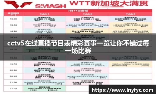 cctv5在线直播节目表精彩赛事一览让你不错过每一场比赛